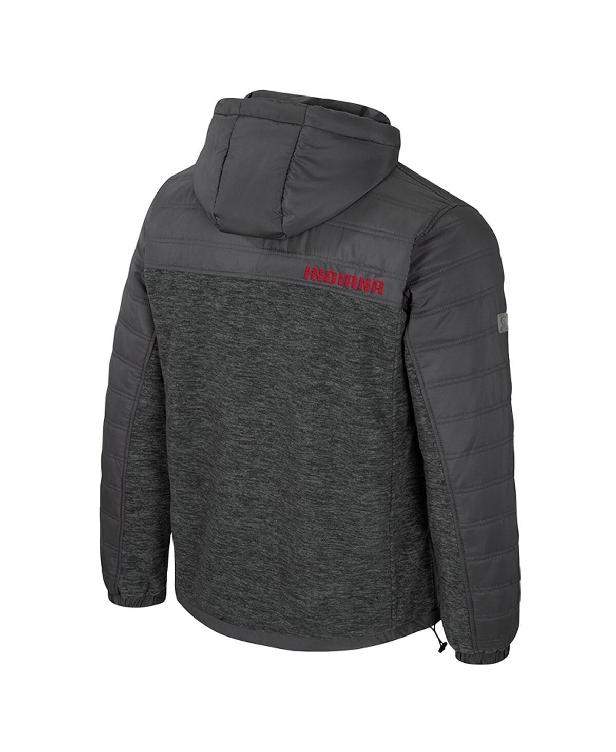 Colosseum Men's Charcoal Indiana Hoosiers Nightman Full-Zip Hoodie Puffer Jacket
