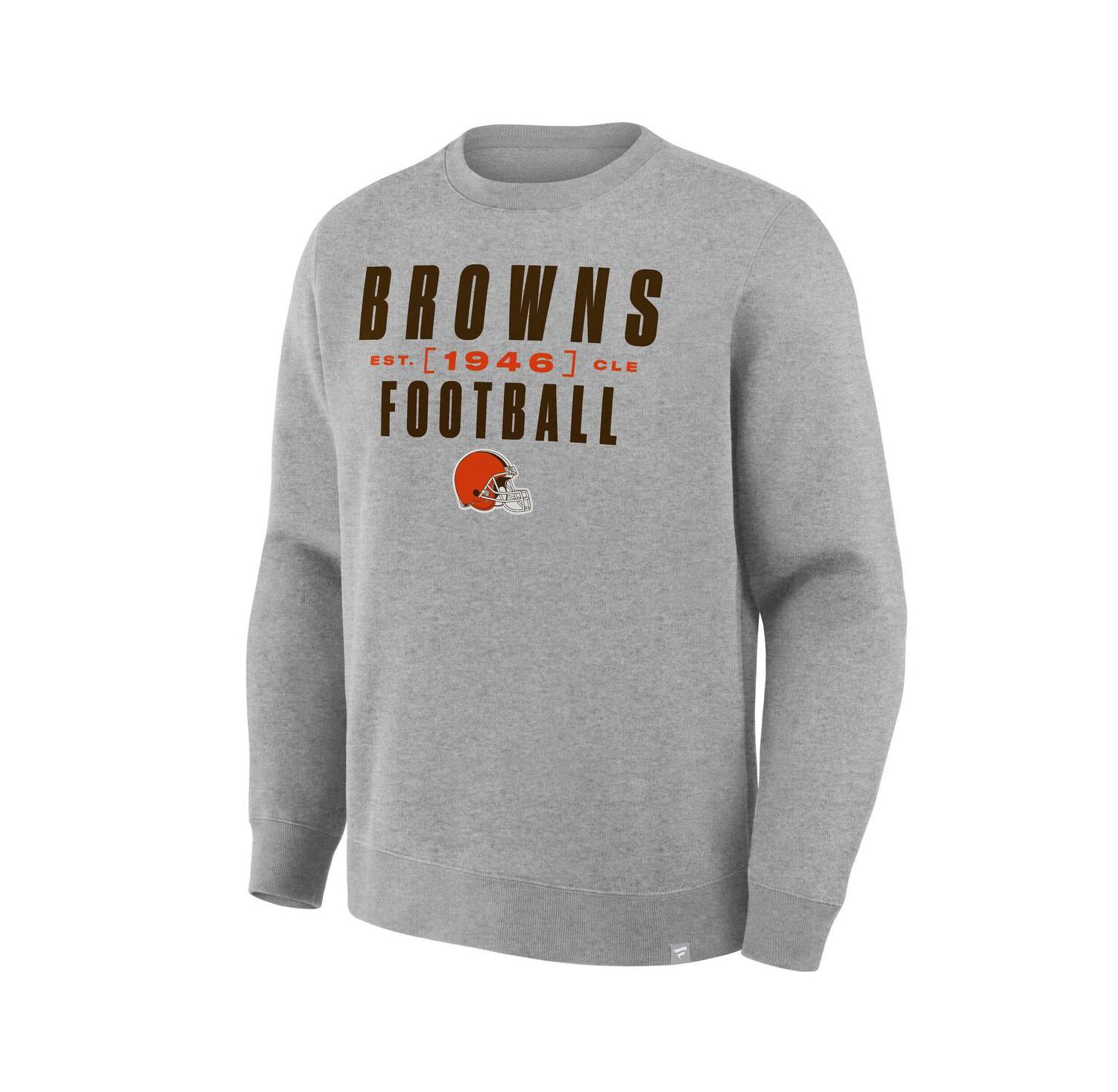 Men's Heather Gray Cleveland Browns Powerful Throw Legacy Pullover Sweatshirt