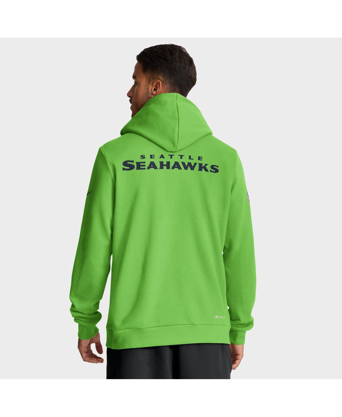 Nike Men's Neon Green Seattle Seahawks Sideline Standard Issue Initial Home Dri-fit Hoodie