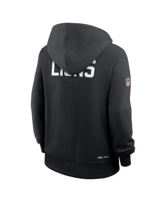Women's Black Detroit Lions Throwback Sideline Standard Issue Dri-FIT Hoodie