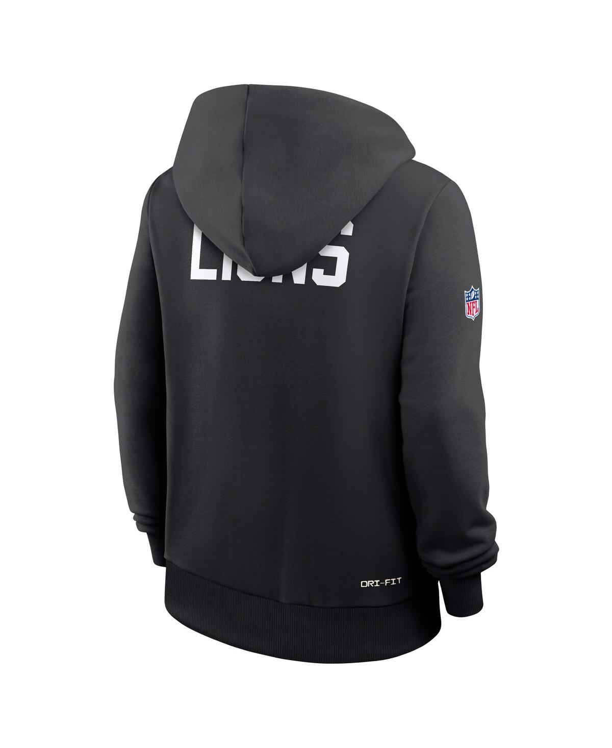 Nike Women's Black Detroit Lions Throwback Sideline Standard Issue Dri-fit Hoodie In Black