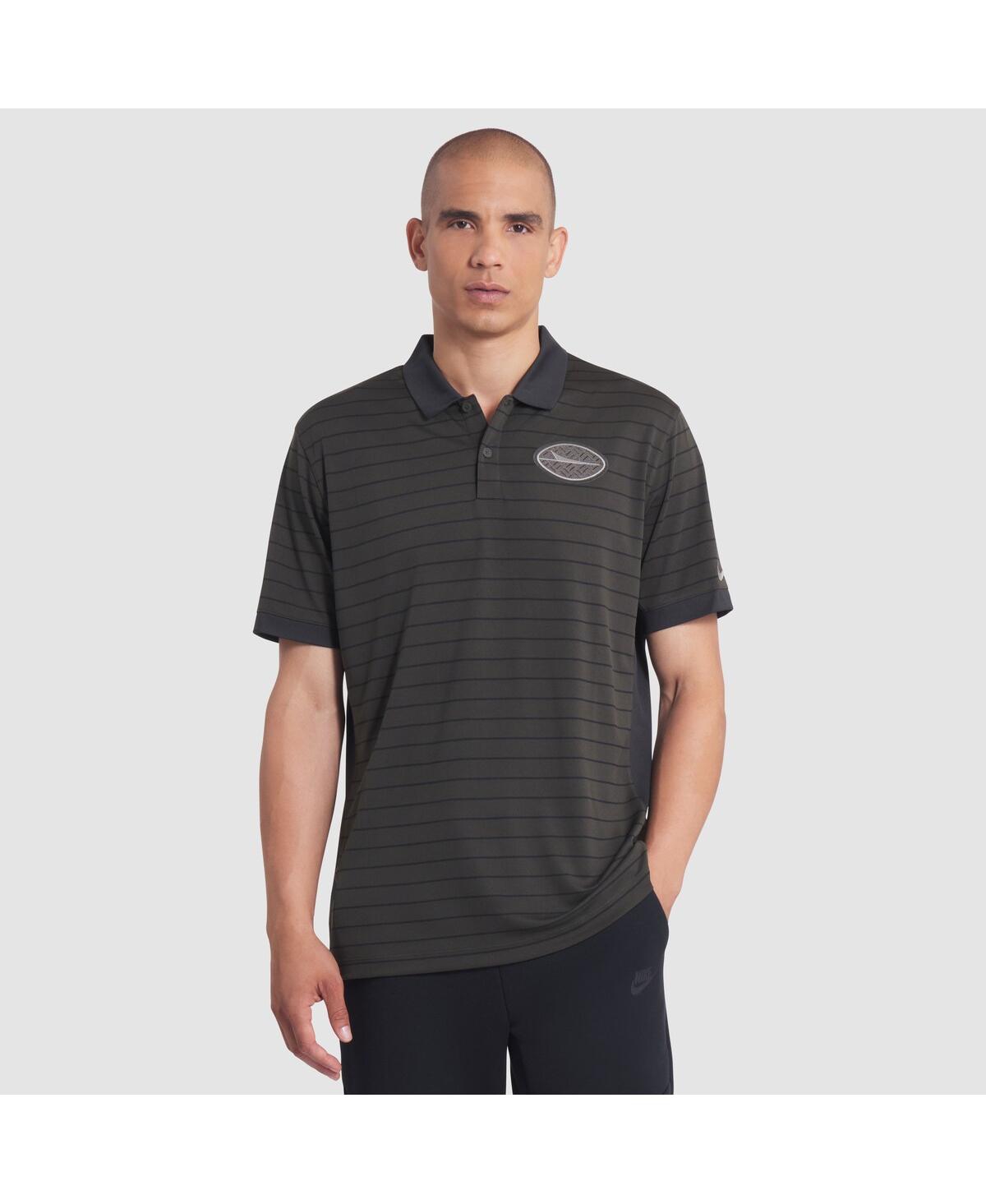 Nike Men's Gotham Green New York Jets 2025 Rivalries Collection Sideline Victory Striped Dri-fit Polo Shi In Gray