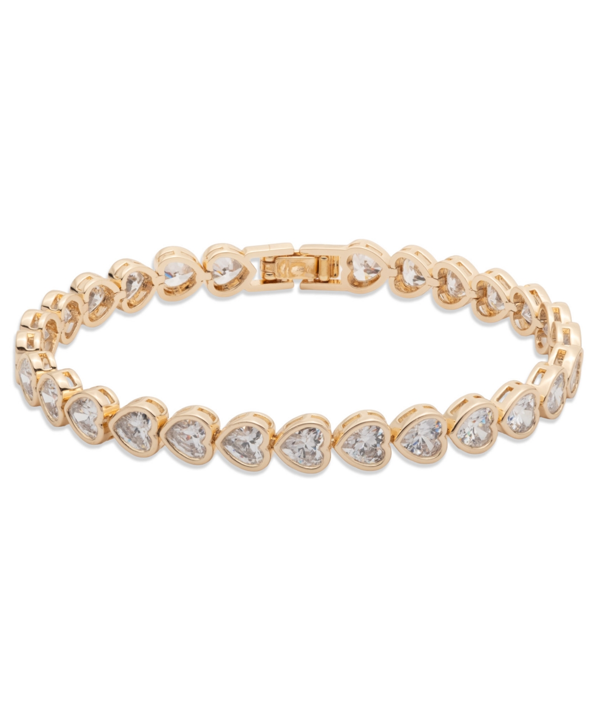 Givenchy Cubic Zirconia Crystal Stone Gold-tone Heart Flex Bracelet In Gold