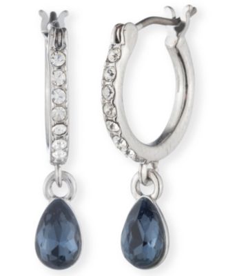 Rhodium Montana Silver-Tone Huggie Drop Earrings