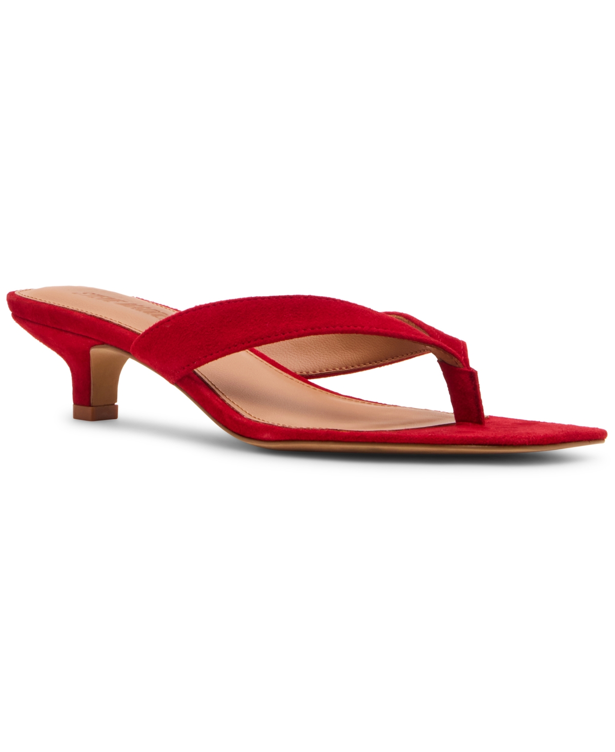 Steve Madden Tracie Kitten-heel Thong Sandals In Red