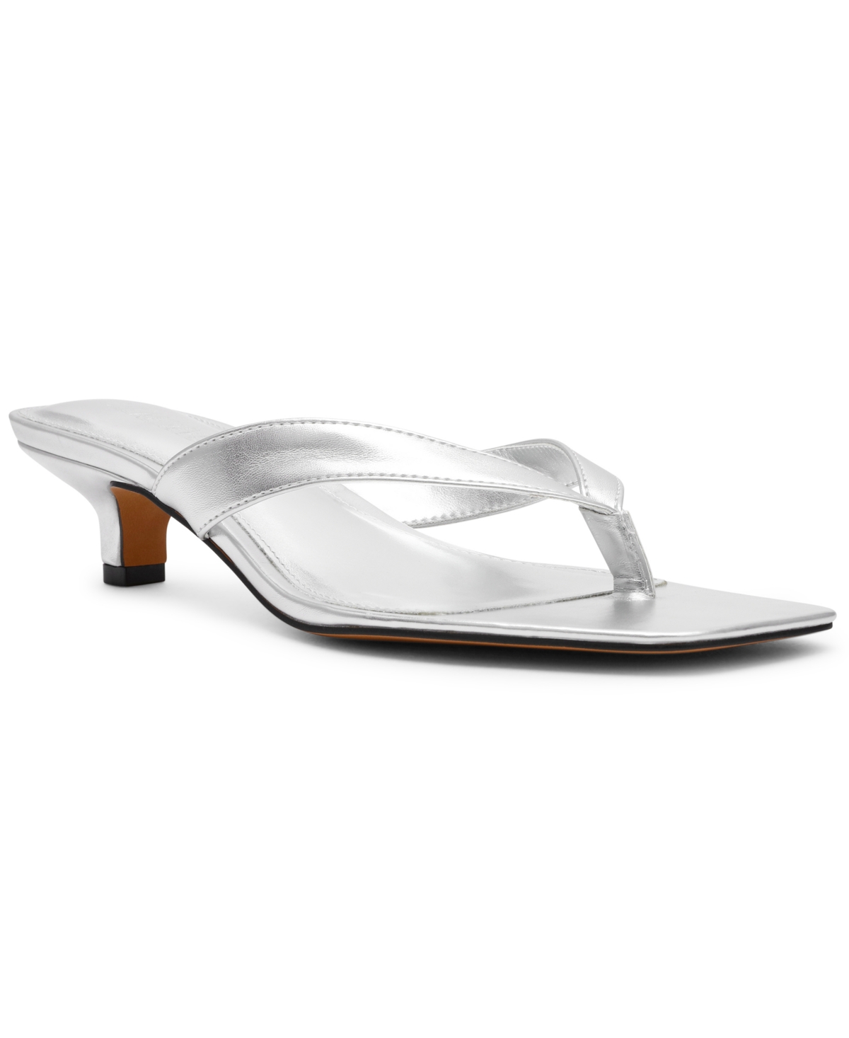 Steve Madden Tracie Kitten-heel Thong Sandals In Silver