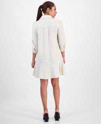 Petite Textured Button-Front Dress