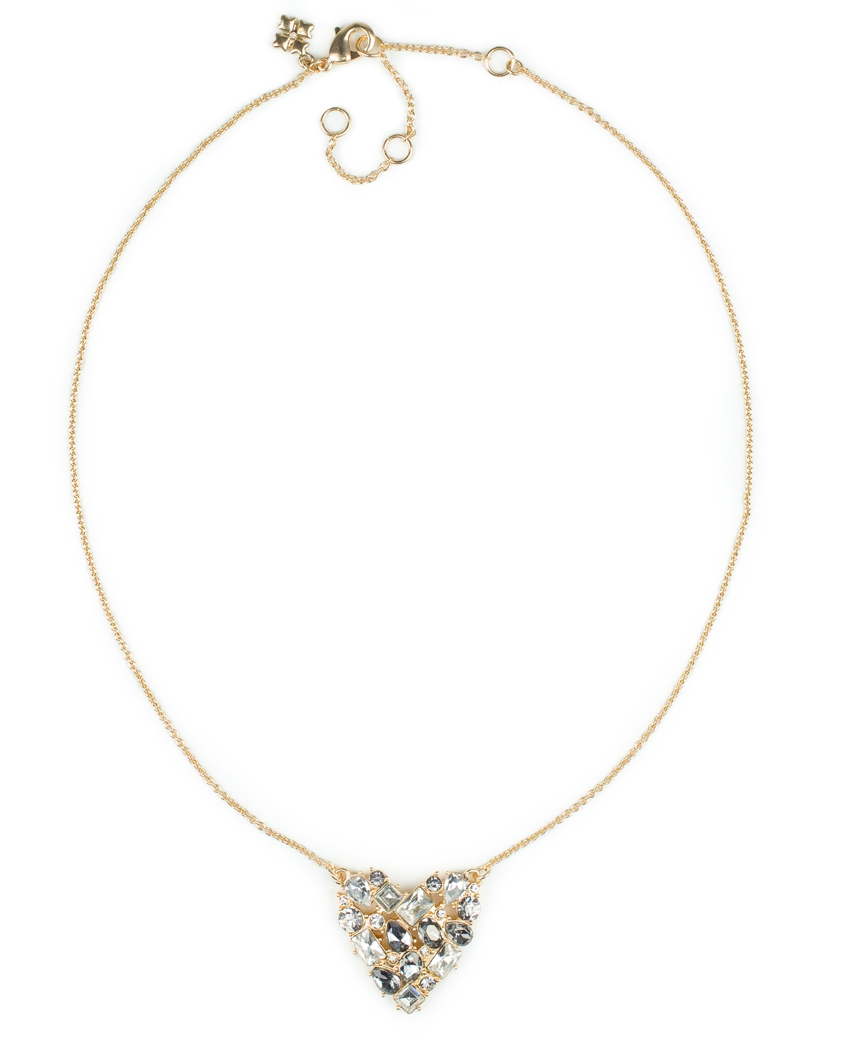 Patricia Nash Multi-stone Matte Gold-tone Heart Pendant Necklace In Gold