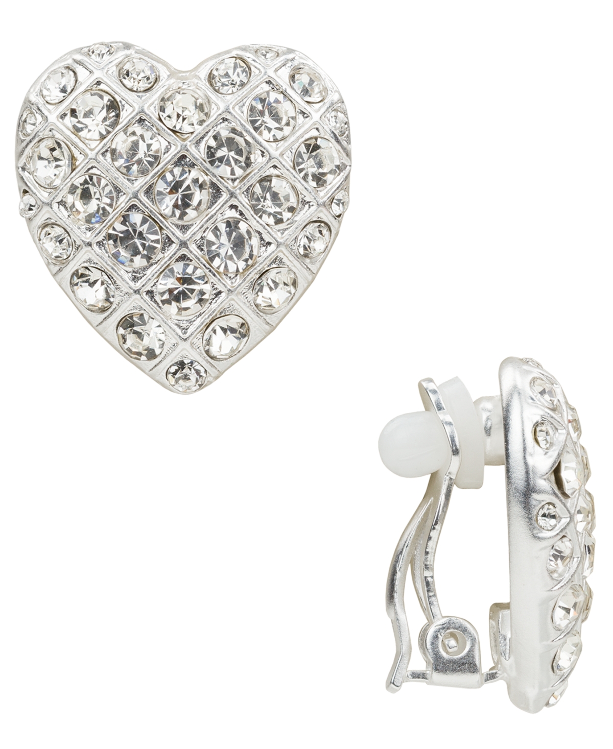 Patricia Nash Glass Stone Worn Silver-tone Heart Button Post Earrings In Silver