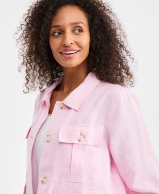 Women's 100% Linen Woven Utility Jacket, Macy's Exclusive