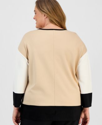Plus Size Colorblock Dolman-Sleeve Top