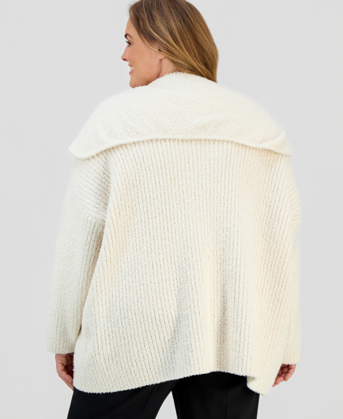 Jones New York Plus Size Wide-collar Cardigan Sweater In Multi