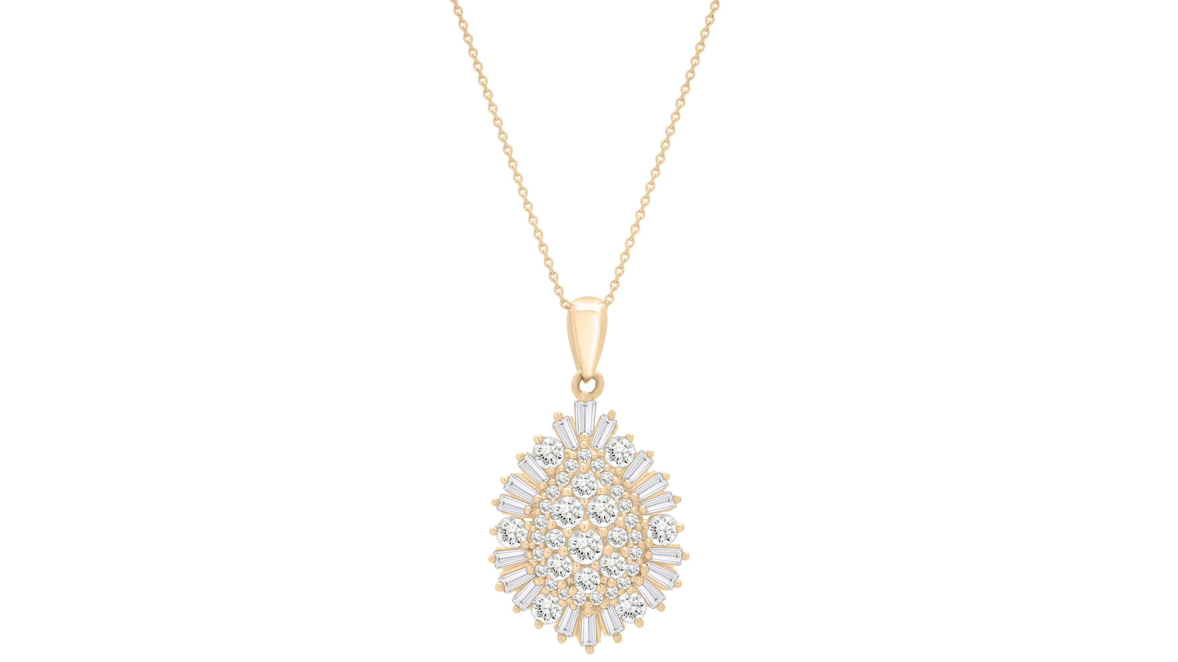 Wrapped in Love Diamond Round (0.72 ct. t.w.) and Baguette (0.28 ct. t.w.) Cluster Pendant Necklace in 14K Yellow Gold