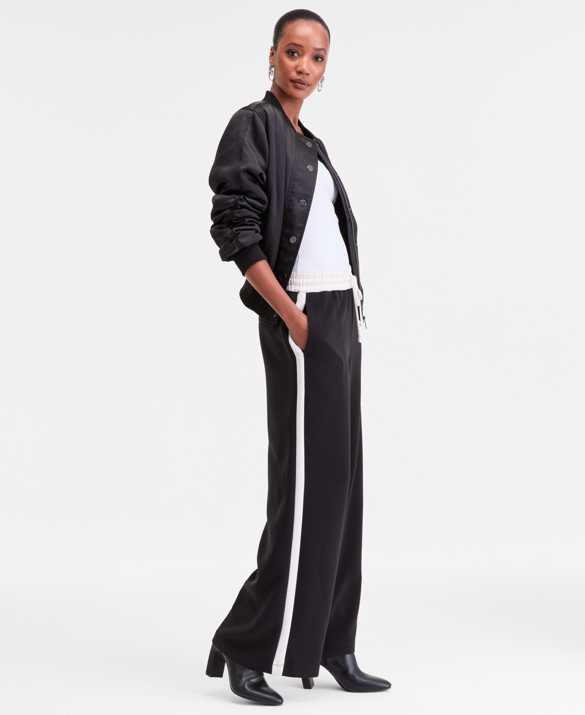 I.n.c. International Concepts Women's Side-Stripe Drawstring Wide-Leg Pants, Macy's Exclusive