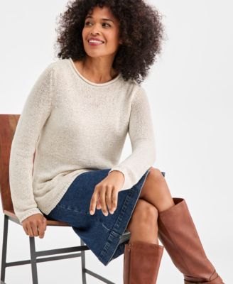 Women's Petite Boat Neck Tape Yarn Sweater, Macy's Exclusive