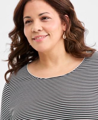 Plus Size Scoop-Neck Long-Sleeve Knit Top, Macy's Exclusive