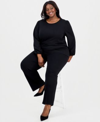 Plus Size Blouson-Sleeve Top & Pull-On Pants