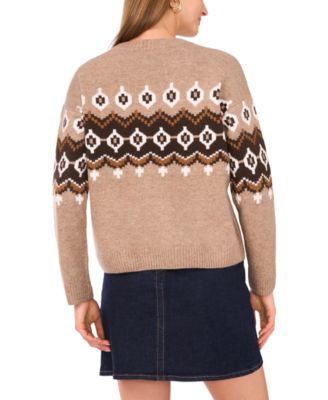 Women's Crewneck Fair Isle Long-Sleeve Sweater
