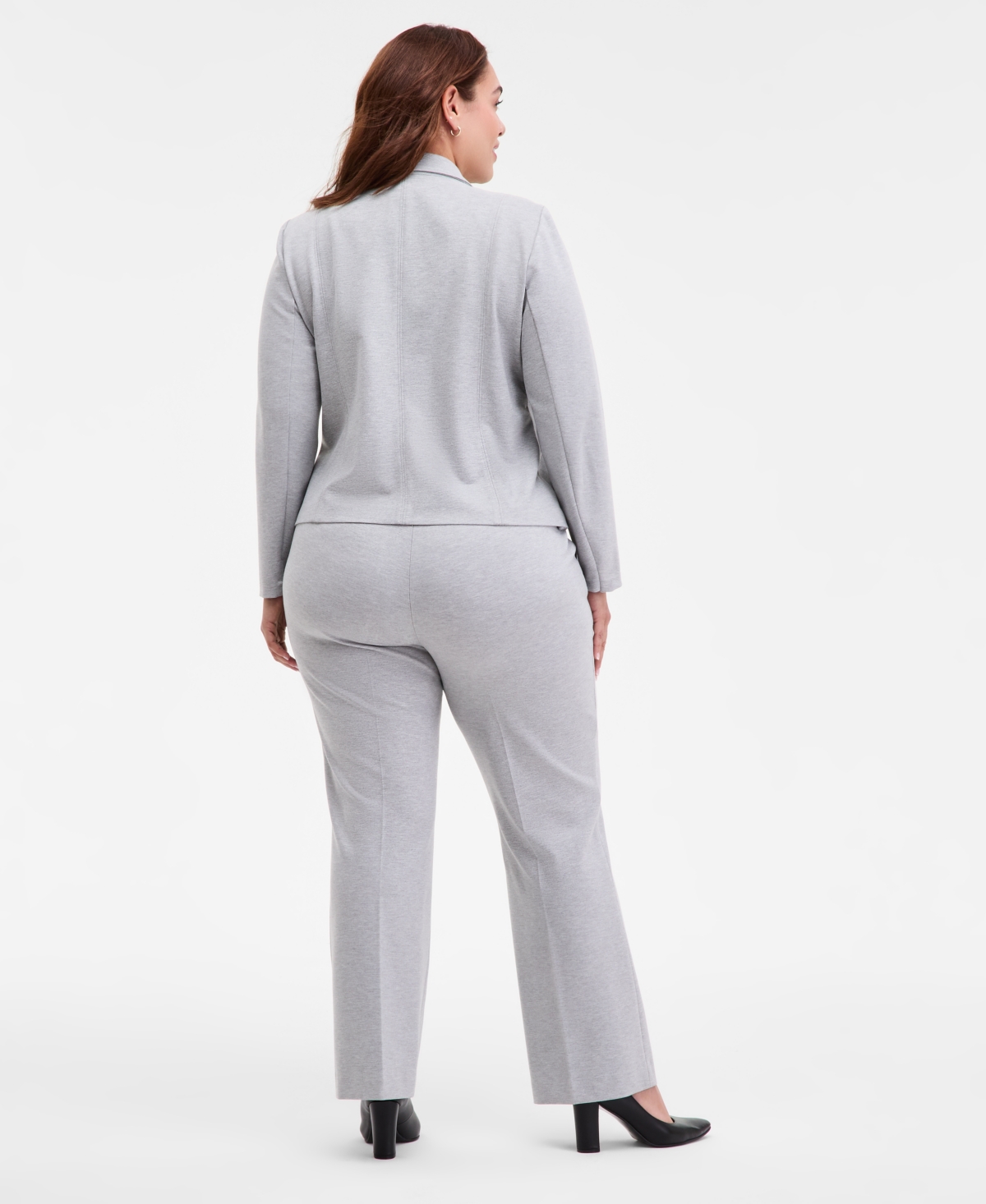 Anne Klein Plus Size High-rise Pull-on Compression Pants In Multi
