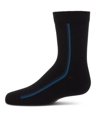 Boys Dual-Stripe Cotton-Rich Fine-Gauge Crew Sock
