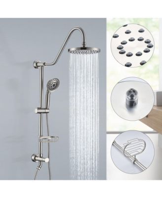 Brushed Nickel Bathroom Shower Head and Handheld Showerhead Combo Shower System, 8 inch Top Shower and 5 Jets Handheld Shower