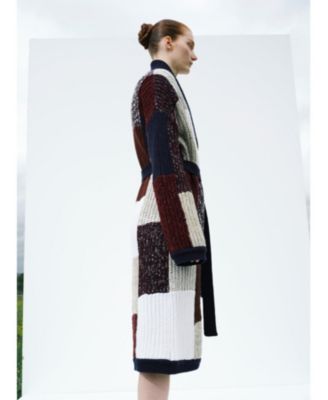 Women's Vivienne Colour Block Wool Midi Robe Cardigan