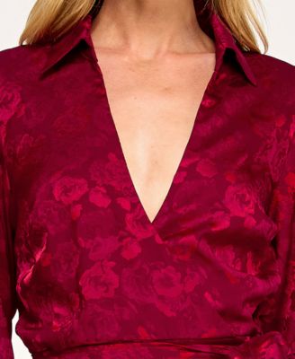 Juniors' Long Sleeve Wrap Mini Dress