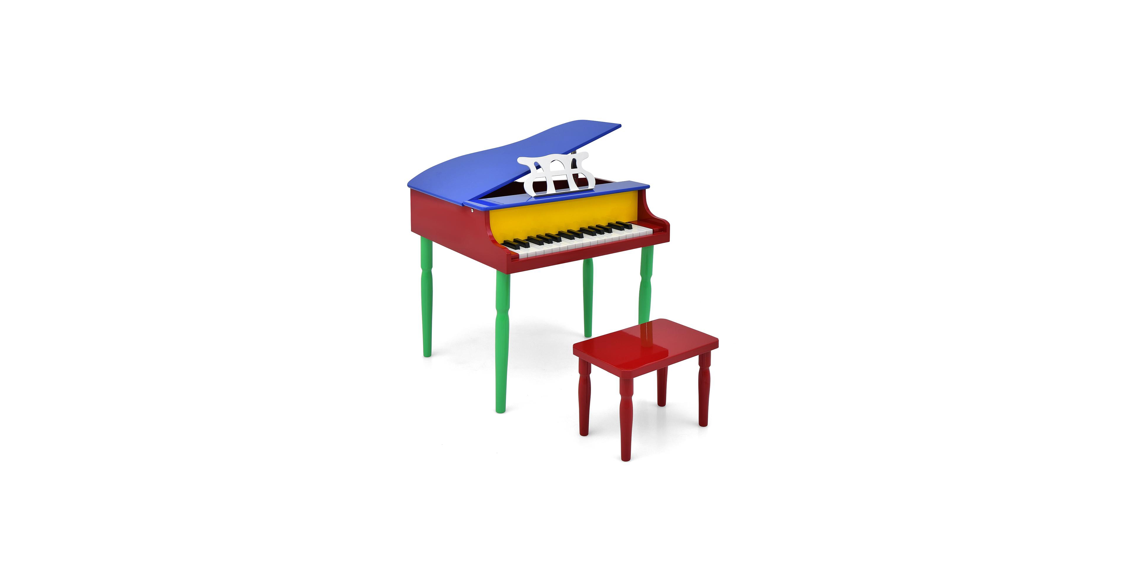 30-Key Wooden Toy Kids Grand Piano with Bench and Music Rack