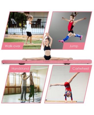 7 Ft Folding Floor Balance Beam with Handles for Gymnastics Training, Pink