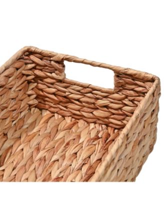 12" Hand-Woven Hyacinth Pantry Baskets with Chalkboard Labels and Handles (Set of 4)