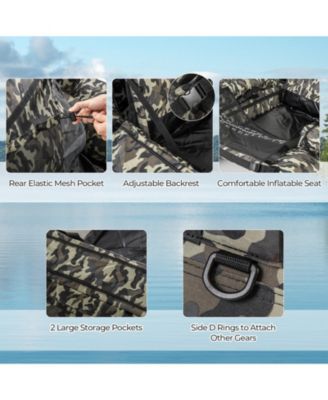 Inflatable Fishing Float Tube with Rod Holder, Fish Ruler, and Storage Pockets