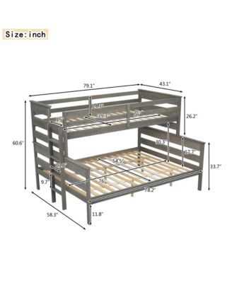 Wood Twin over Full Bunk Bed with Ladder