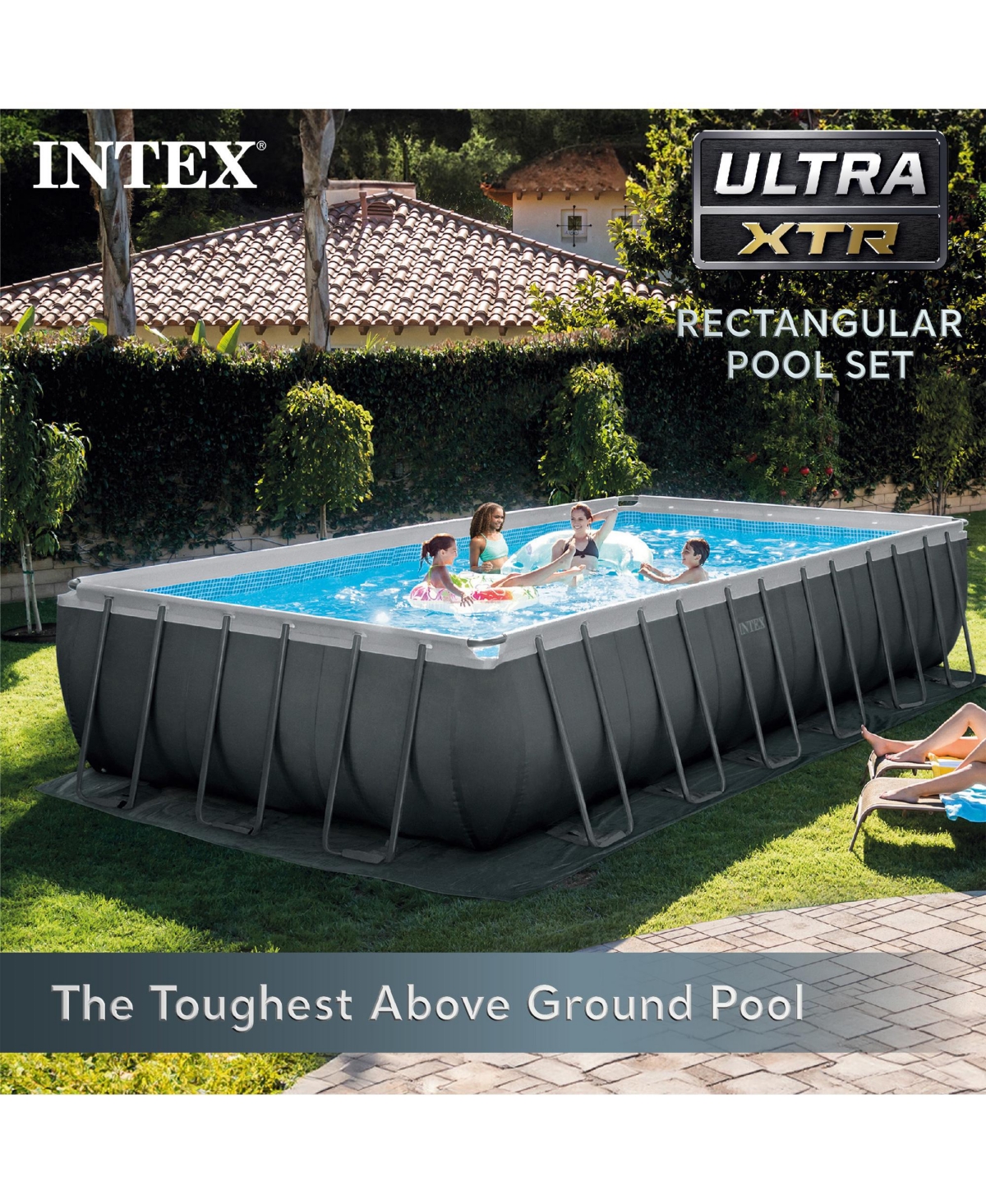 Intex Rectangular Ultra Xtr Frame Swimming Pool w/ Pump & Robot Vacuum Cleaner