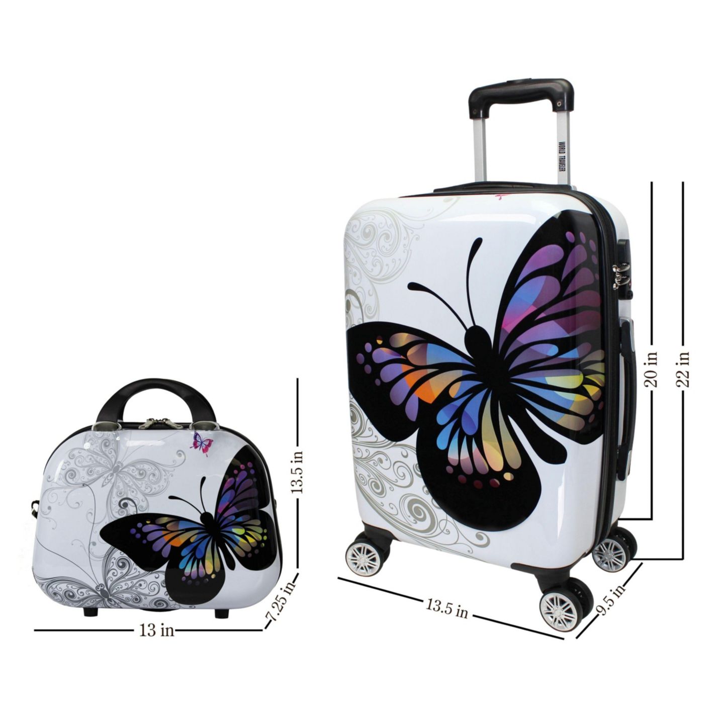 Чемоданы World Traveler Butterfly 2-piece Hardside Carry-on Spinner Luggage Set — фото 2