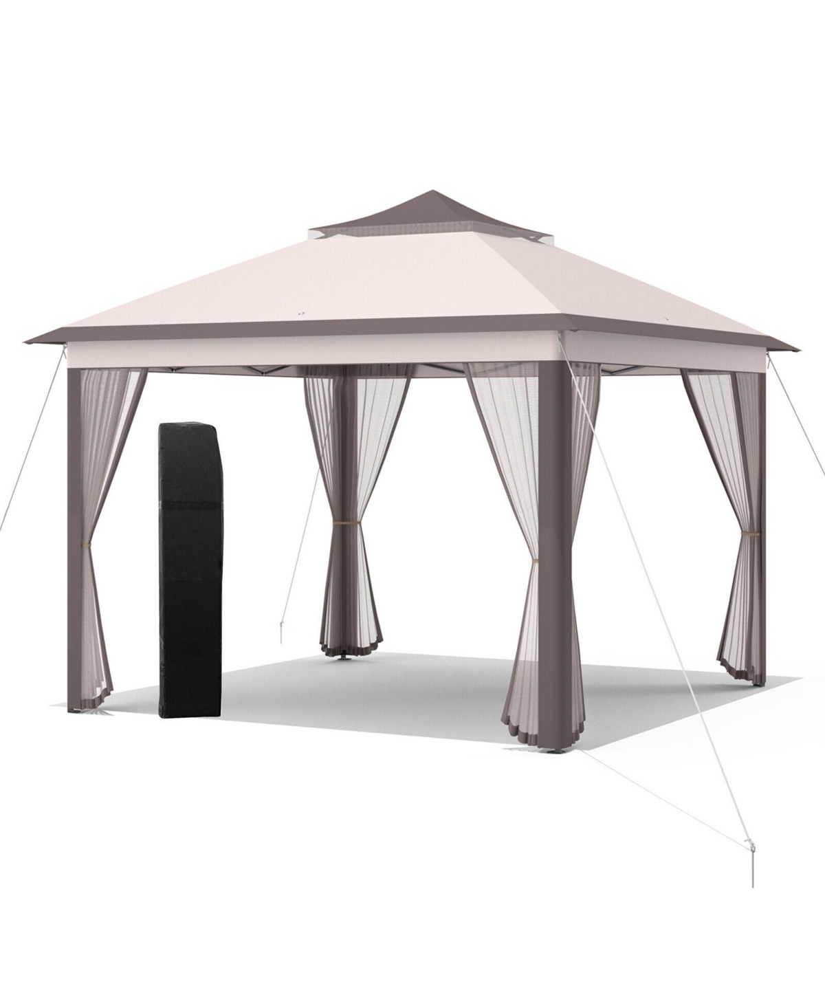 Gymax 11 x 11 ft Pop up Gazebo 2-Tier Patio Canopy Tent Shelter w/ Carrying Bag
