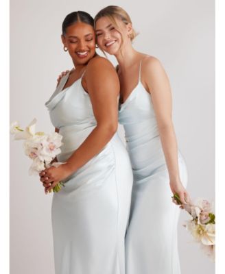 Cowl Front Asymmetric Bridesmaid Dress