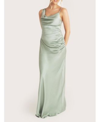 Cowl Front Asymmetric Bridesmaid Dress