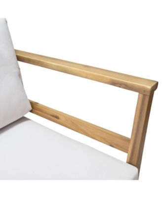 Bodie Acacia Wood Outdoor Patio Loveseat with Bone White Cushions - 62" W