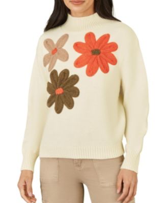 Women's Floral Detail High Neck Knit Sweater