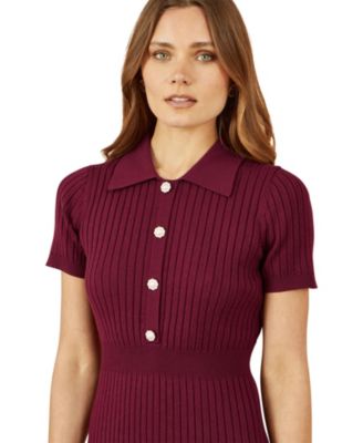 Women's Fitted Rib Knitted Midi Dress