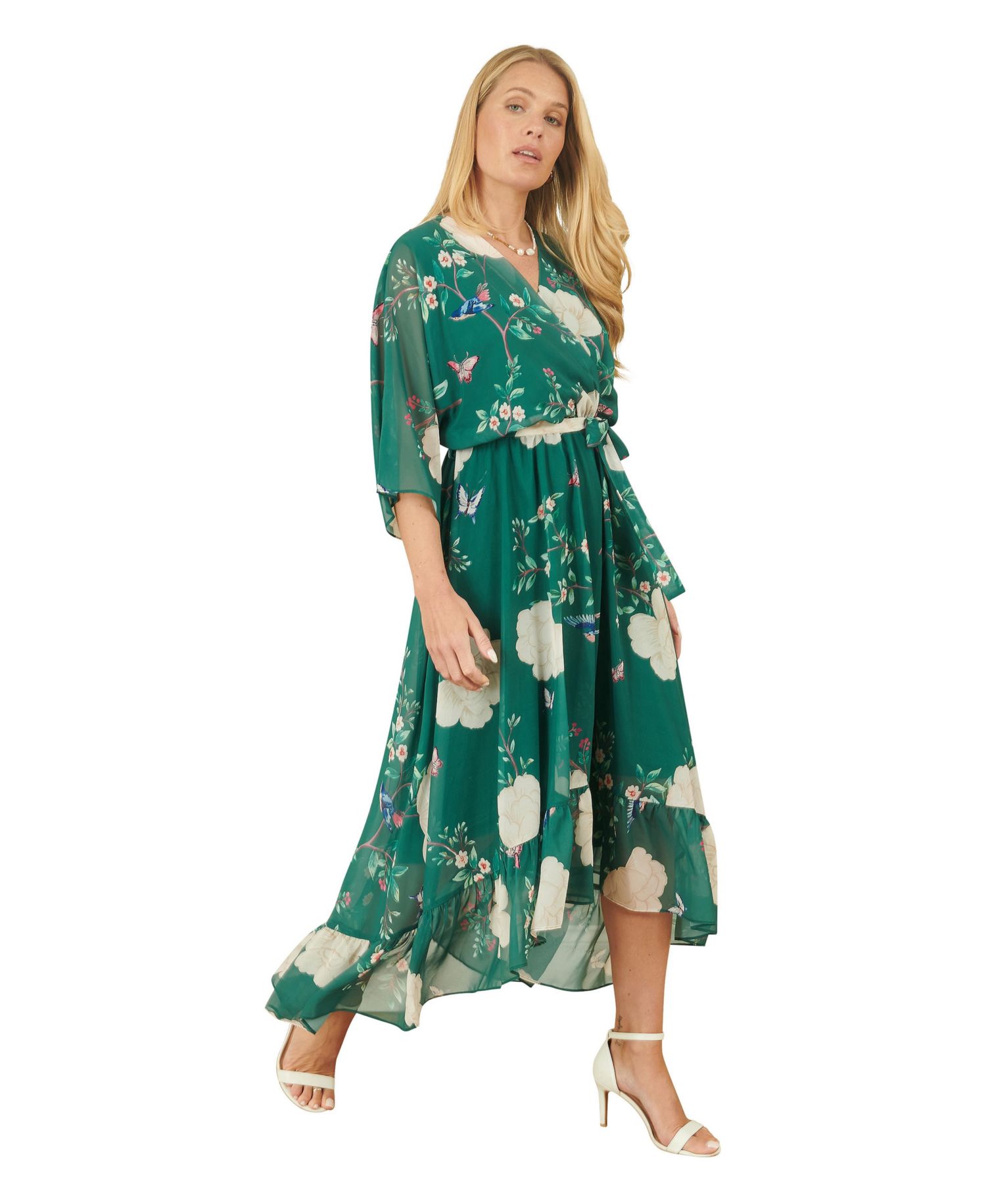 Women's Midi Dip Hem Wrap Dress