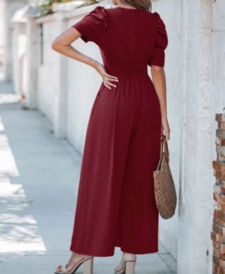 Women's V-Neck Wide Leg Jumpsuit