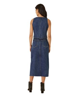Women's Button Up Denim Stretch Waistcoat