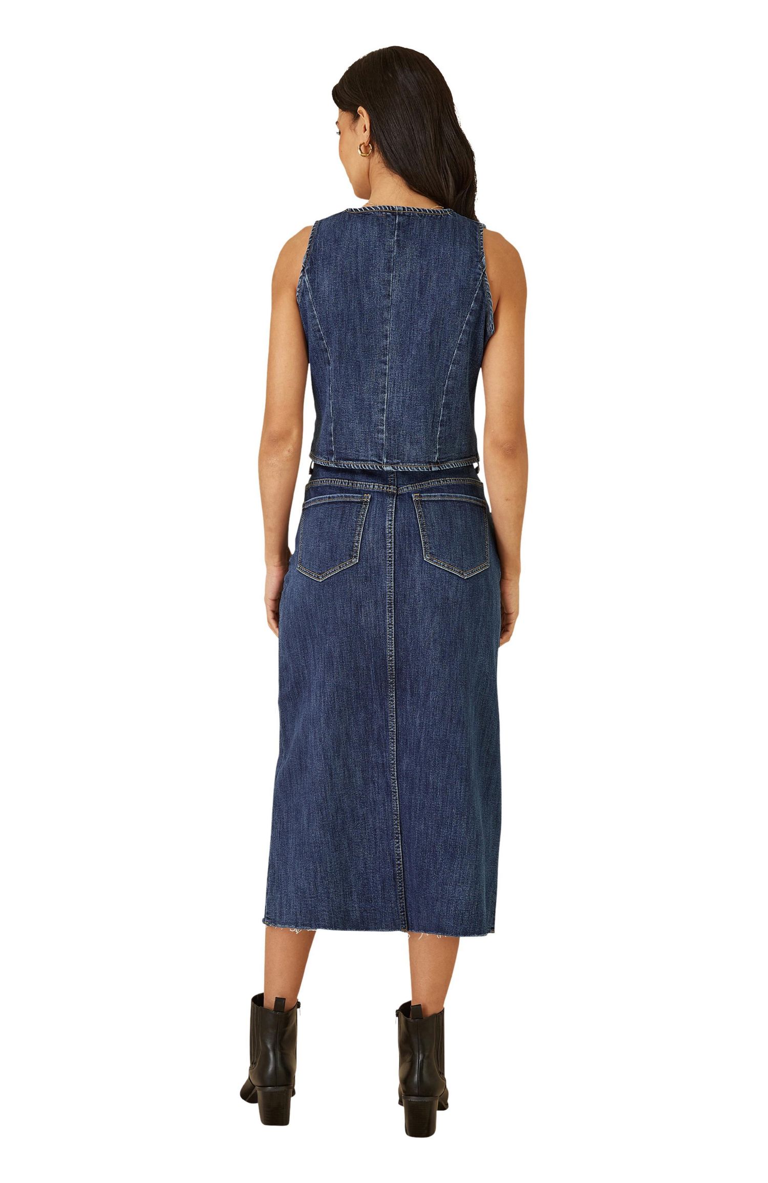 Women's Button Up Denim Stretch Waistcoat