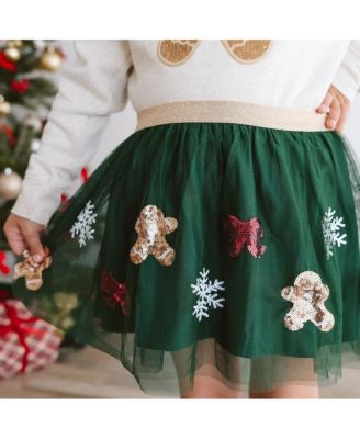 Baby Girls Gingerbread Joy Sequin Christmas Tutu Skirt