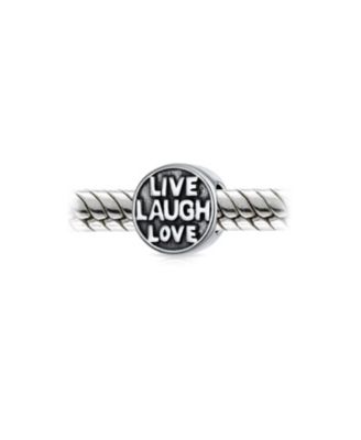 Set of 2 Live Laugh Love Mantra & Asian Laughing Buddha Charm Bead Sterling Silver