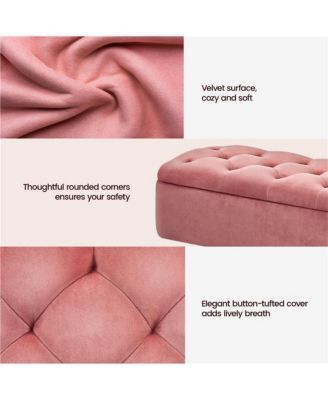 Upholstered Ottoman Footstool Bench with Storage Compartment