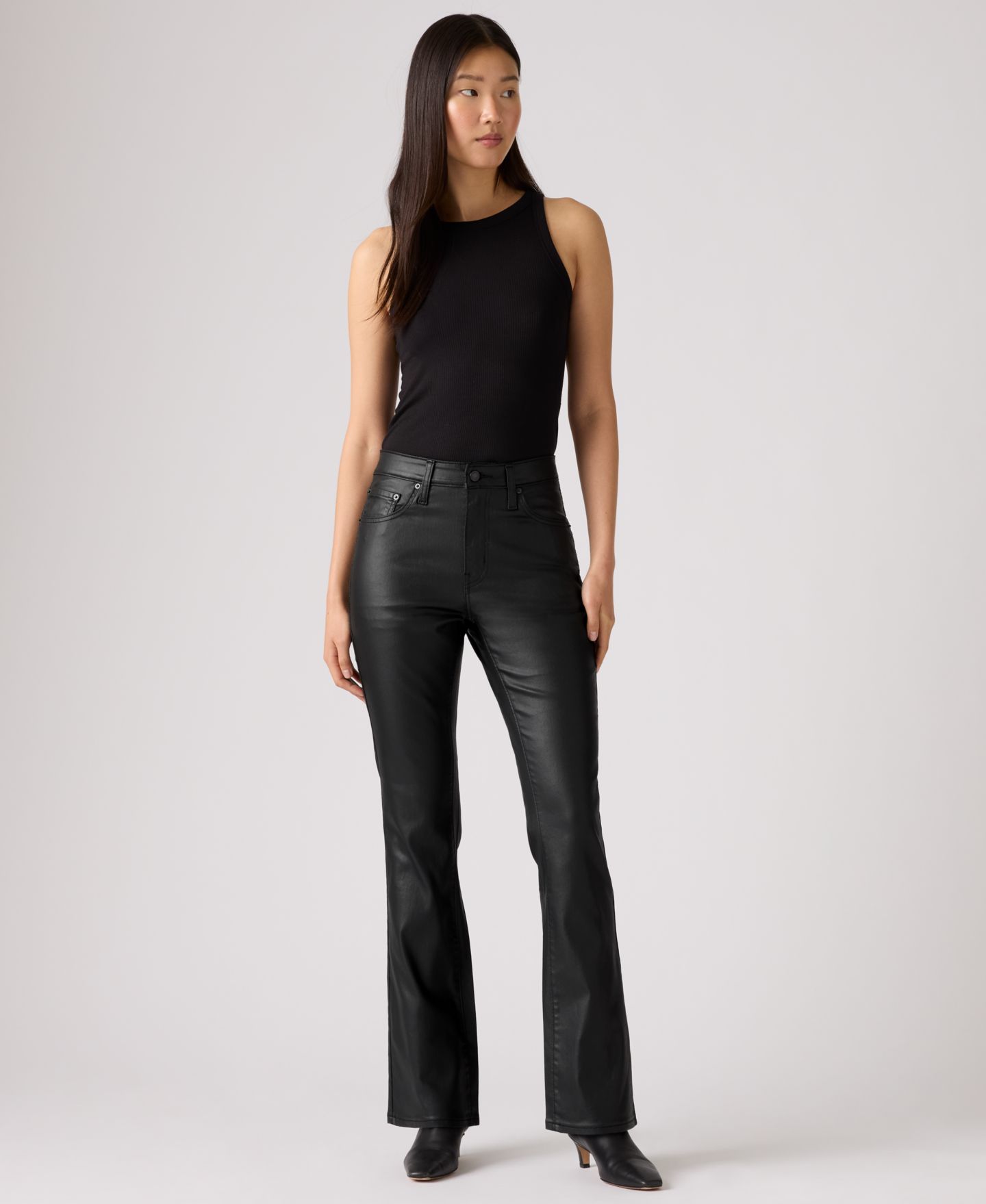 Женские джинсы Levi's 725 Coated High-Waist Classic Stretch Bootcut, цвет: Coated Caviar — фото 3