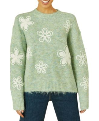 Women's Crochet Flower Knit Sweater