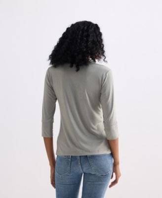 Women's Twist Front Knit Shirt in Light Olive